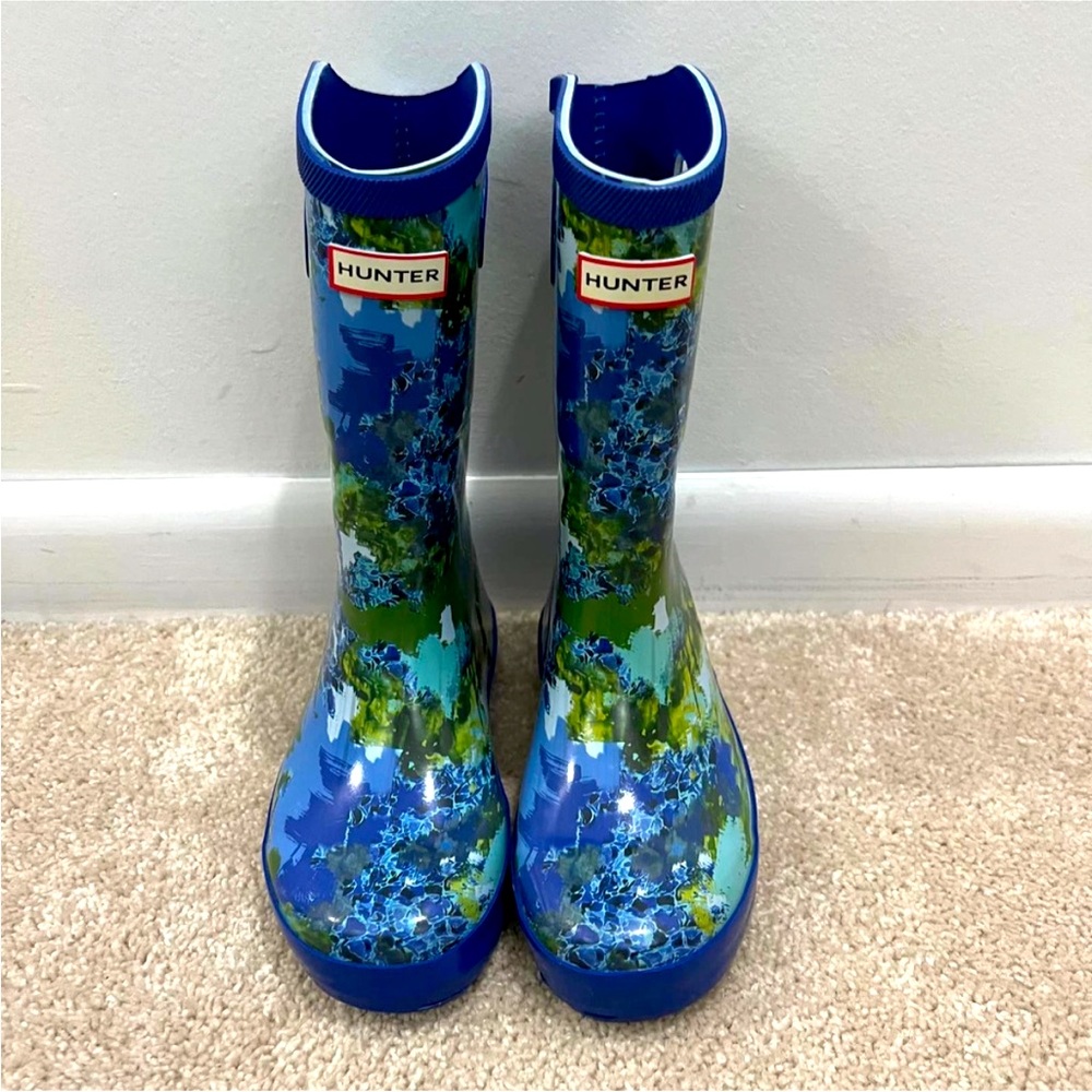 Hunter Target Blue Abstract Rain Boots Size 13